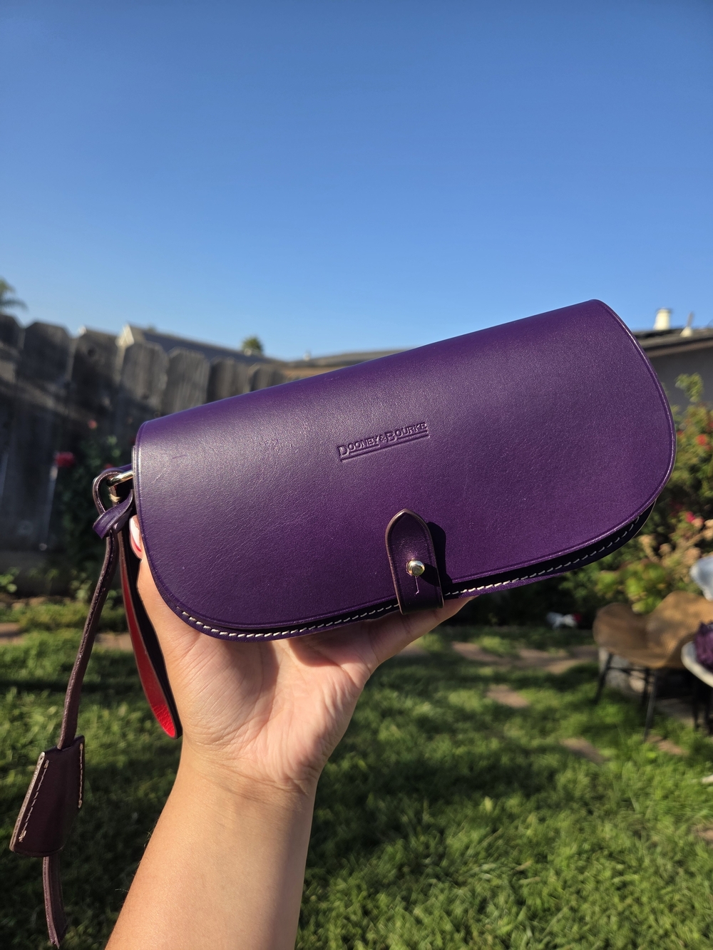Dooney & Bourke Purple Leather Crossbody Clutch